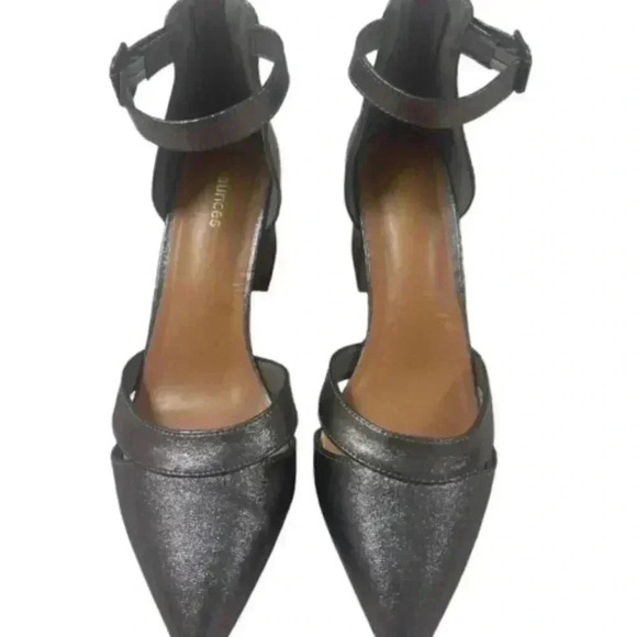 Tallia Block Heel Maurice Size 10 Metallic Pointed Toe Back Zipper Block Heel - Picture 1 of 5